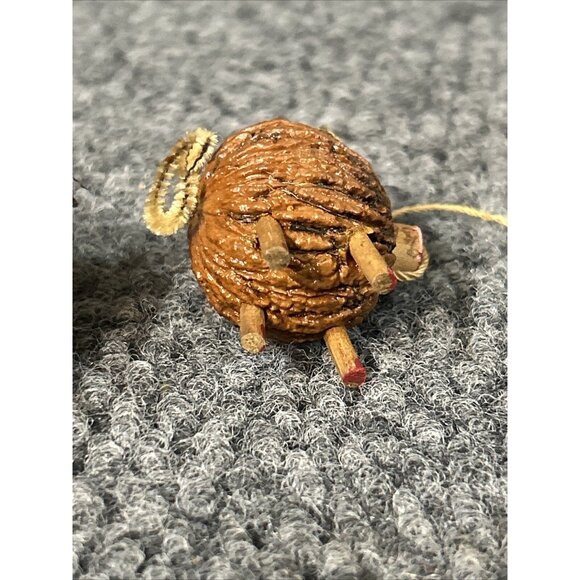 Anthropomorphic Pig Salt Pepper Shakers Walnut Small MCM Folk Art - Picture 8 of 9